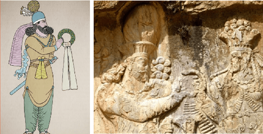 دیهیم ستانی.png اعطای دیهیم از آناهیتا به نرسی، نقش رستم